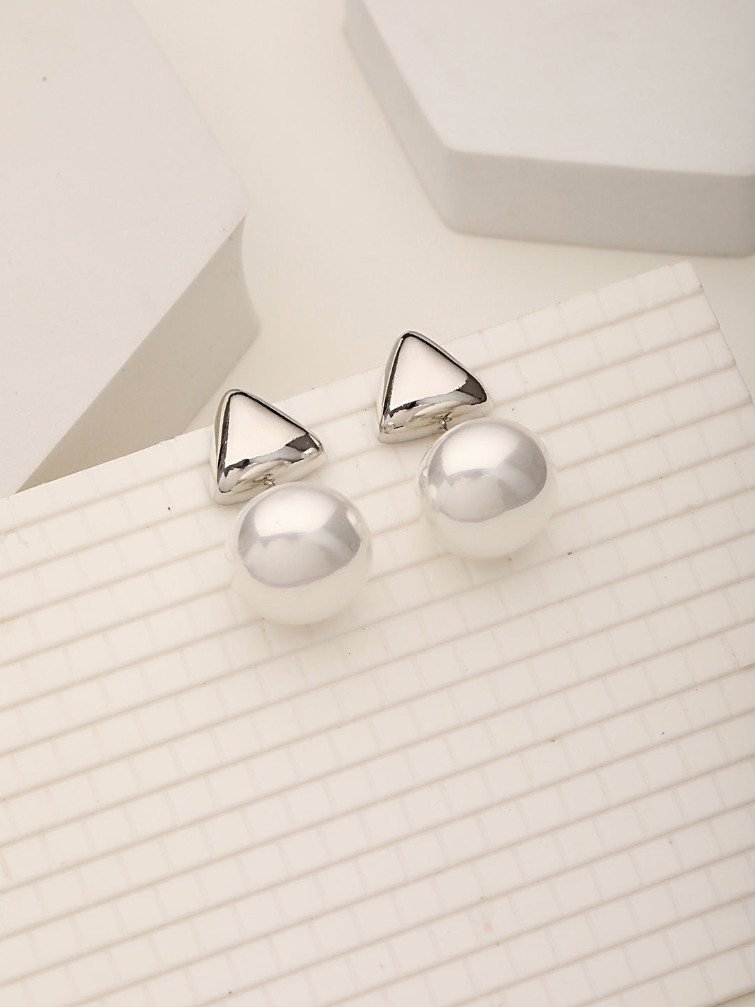 Anti-Tarnish Silver Plated Tiangular Pearl Drop minimal Earrings