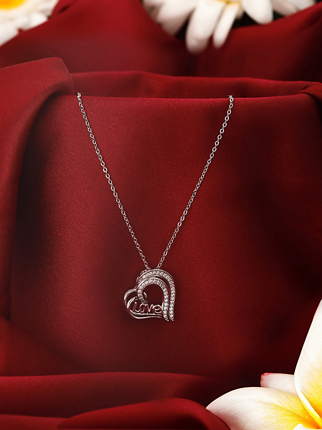 Anti-Tarnish Silver Plated Love Heart Shaped Locket Chain Necklace