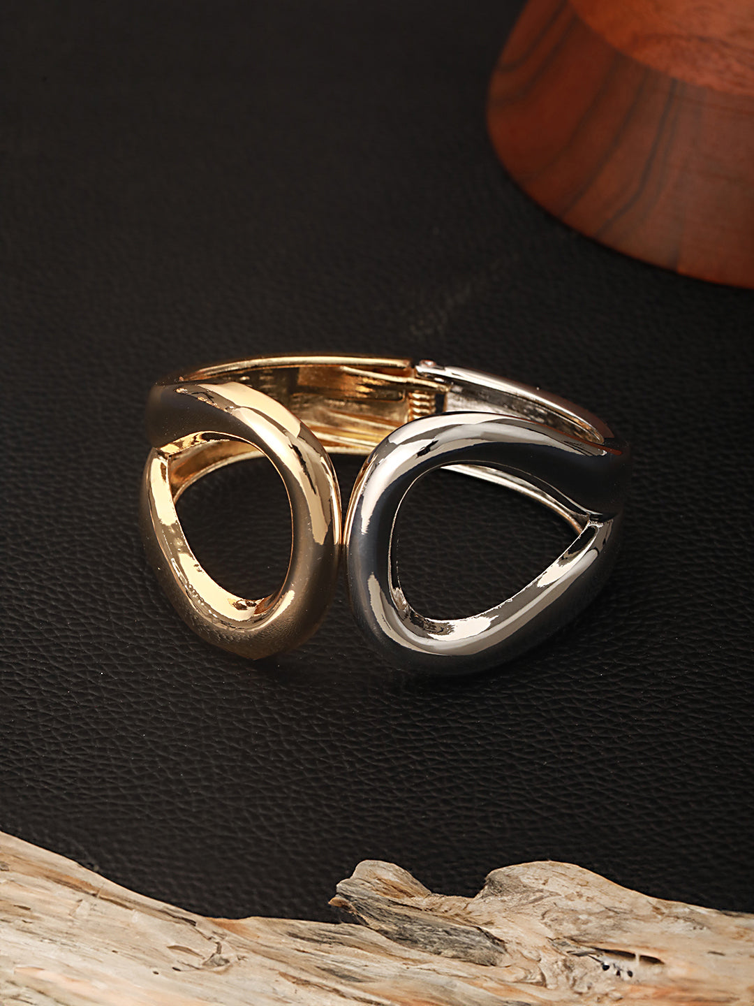 Anti-Tarnish 18k Dual Toned Quirky Kada Cuff Bracelet