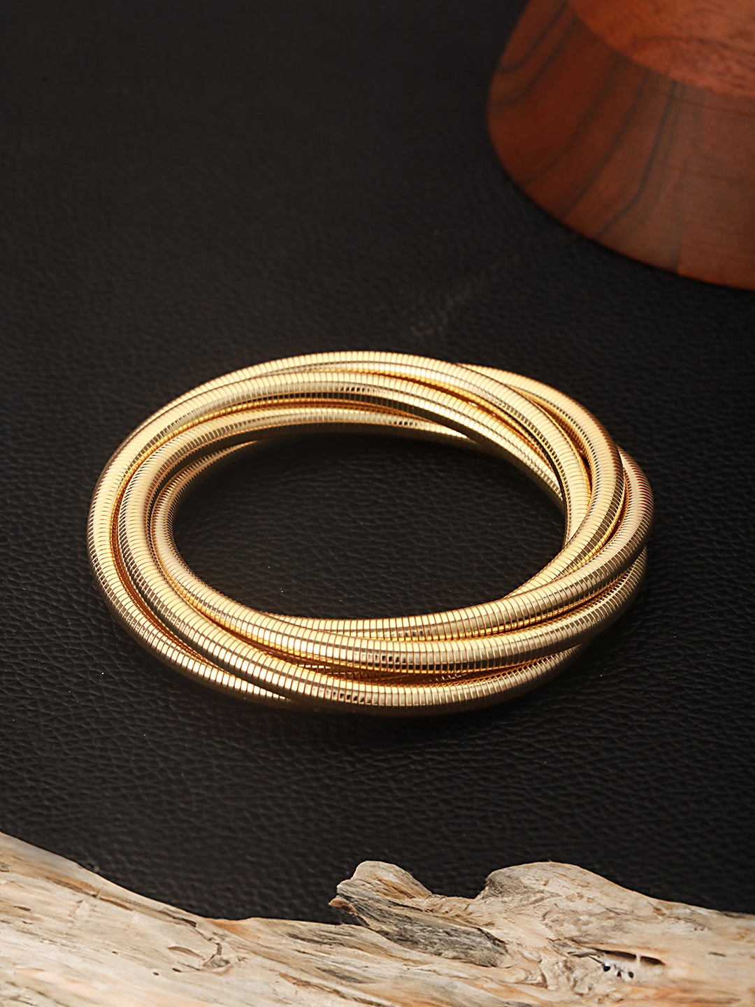 Anti-Tarnish 18k Gold plated Wrapped Snake Bangle Bracelet