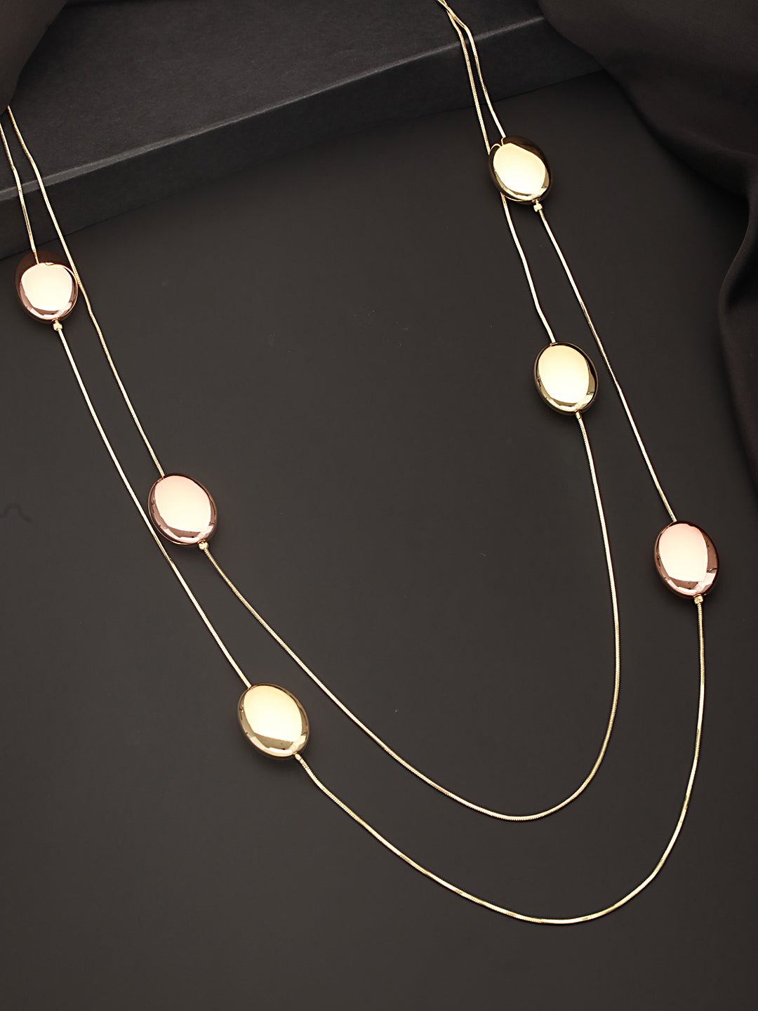 Anti-Tarnish Gold Plated Double Lined Statement Long Chain & Necklace