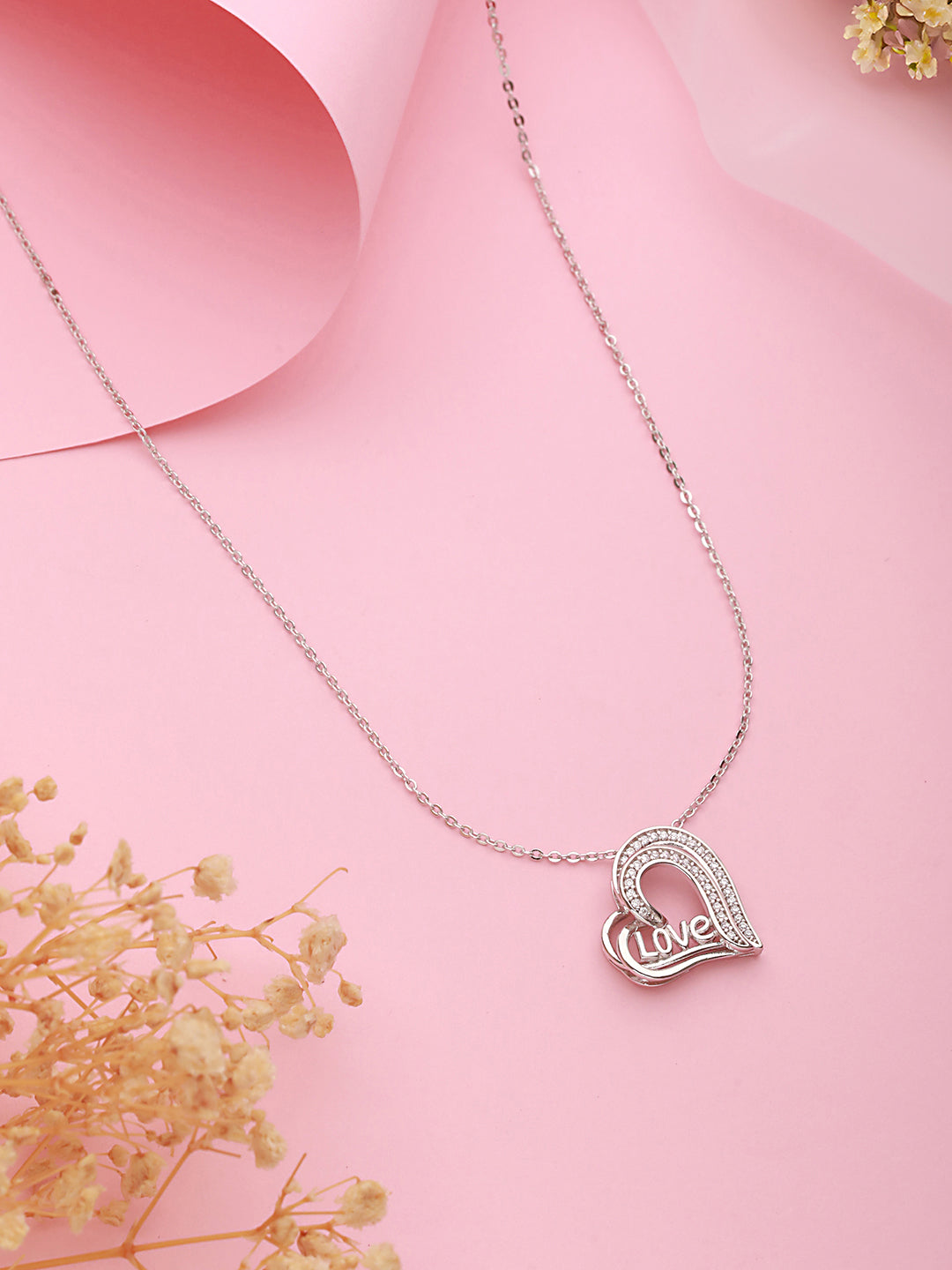 Anti-Tarnish Silver Plated Love Heart Shaped Locket Chain Necklace