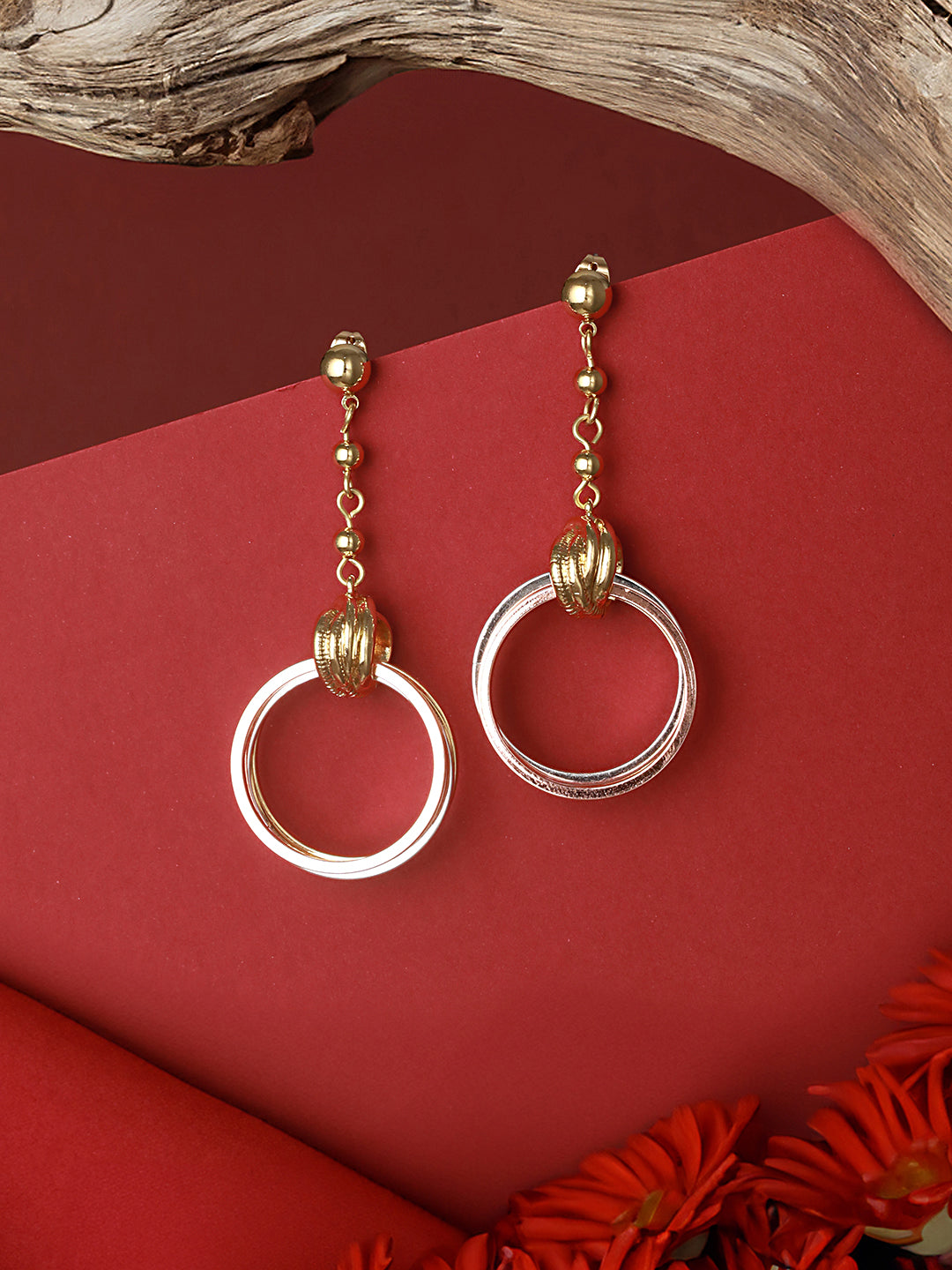 Anti-Tarnish 18k Tri Colored Gold Polish Knotted Drop Earrings