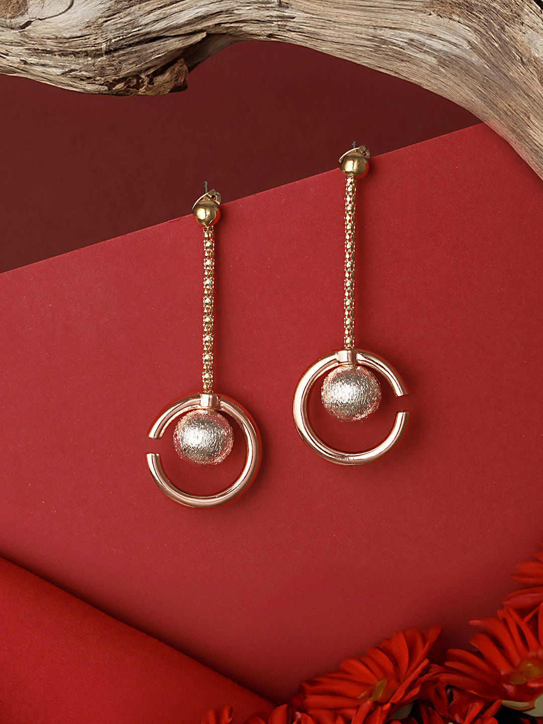 Anti-Tarnish Gold & Rose Gold Plated Chain Dangling Minimalist  Earrings