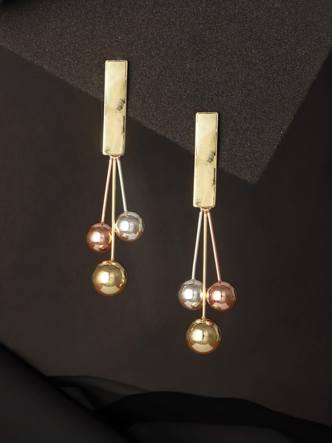 Anti-Tarnish 18k Gold Polish Tri - Colored balls Drop earrings