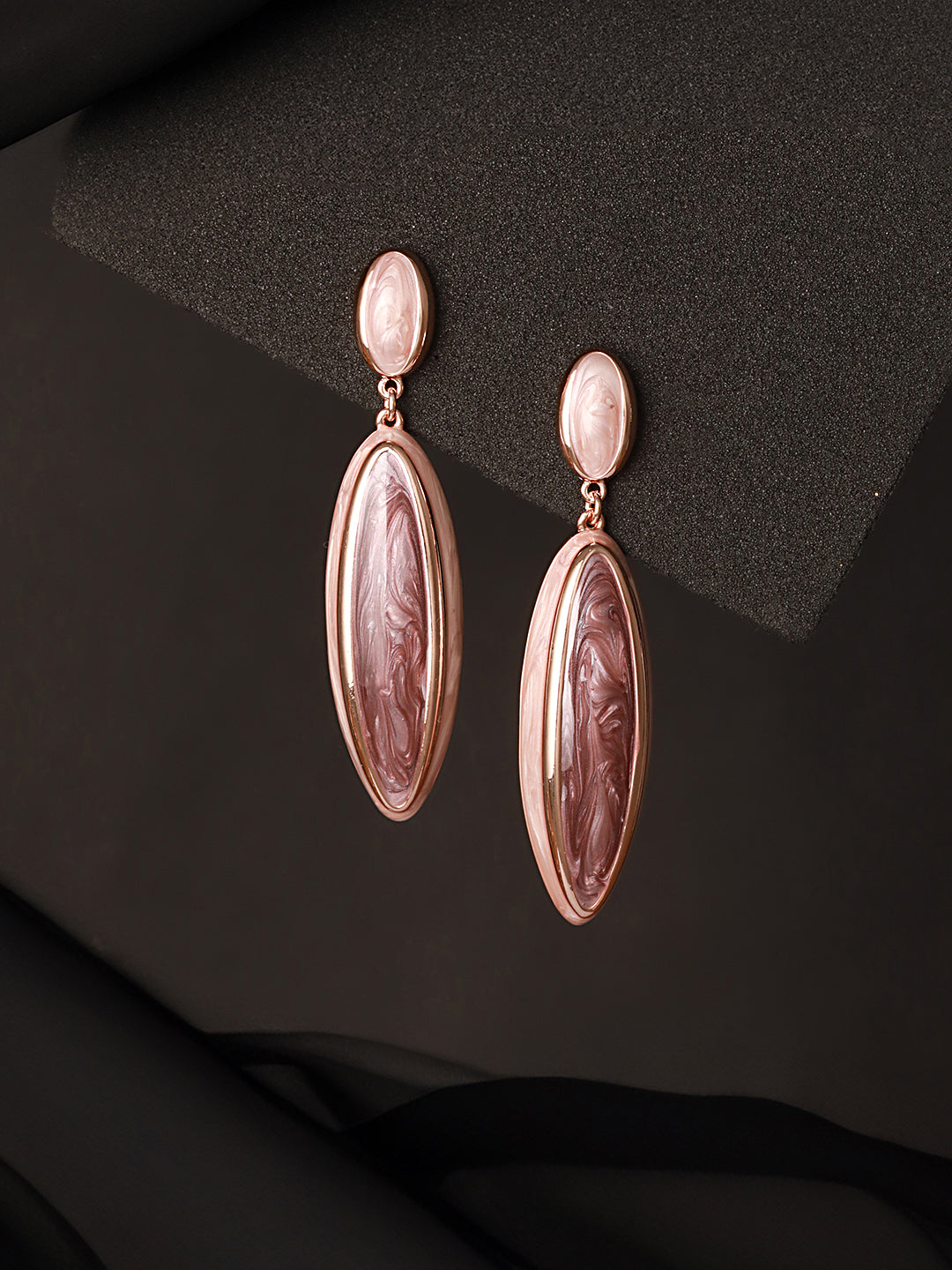 Anti-Tarnish 18k Gold Plated & Enamelled Eliptical Dangler earrings