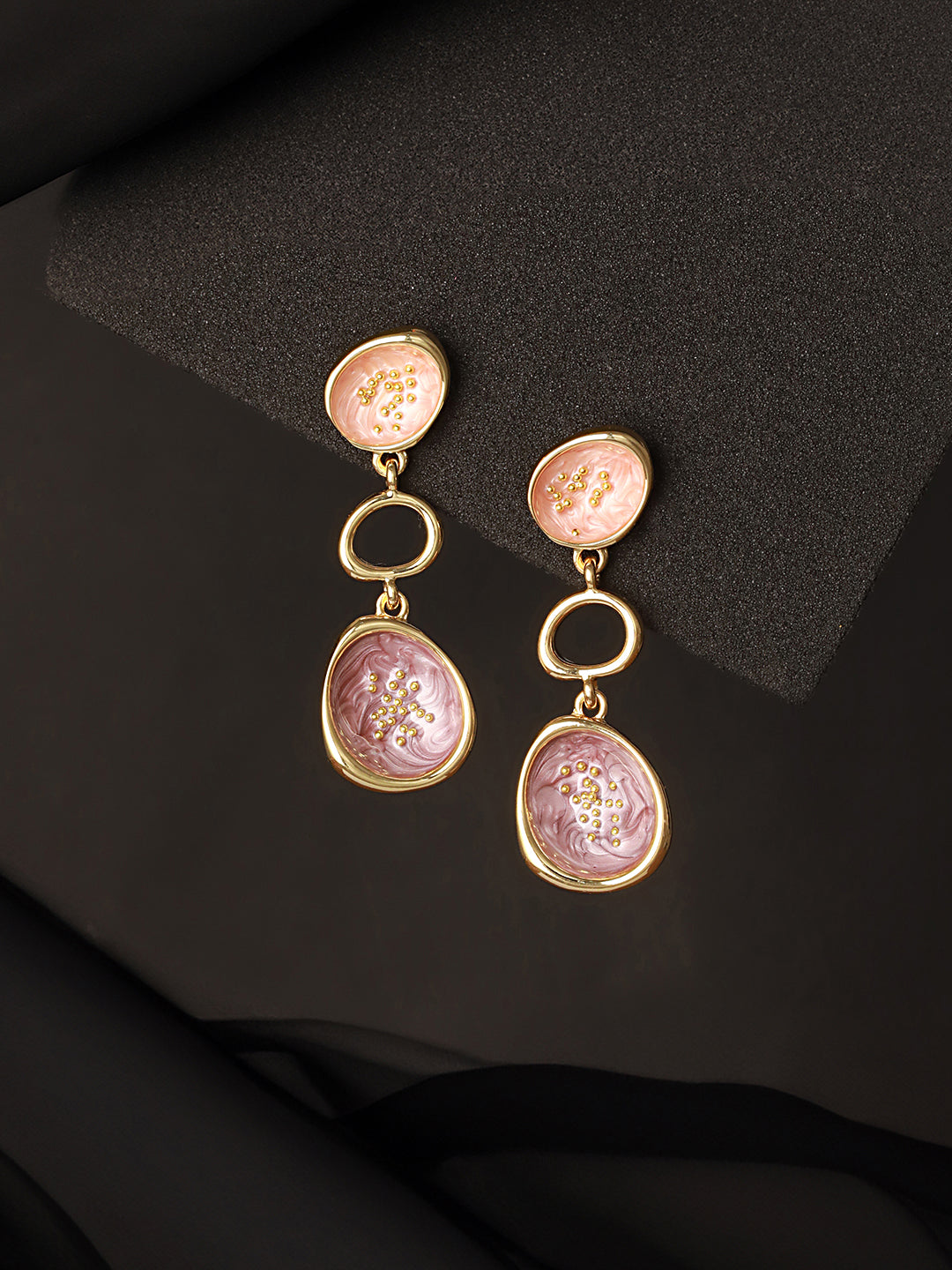 Anti-Tarnish 18k Gold plated & Enamelled Layered Drop Earrings