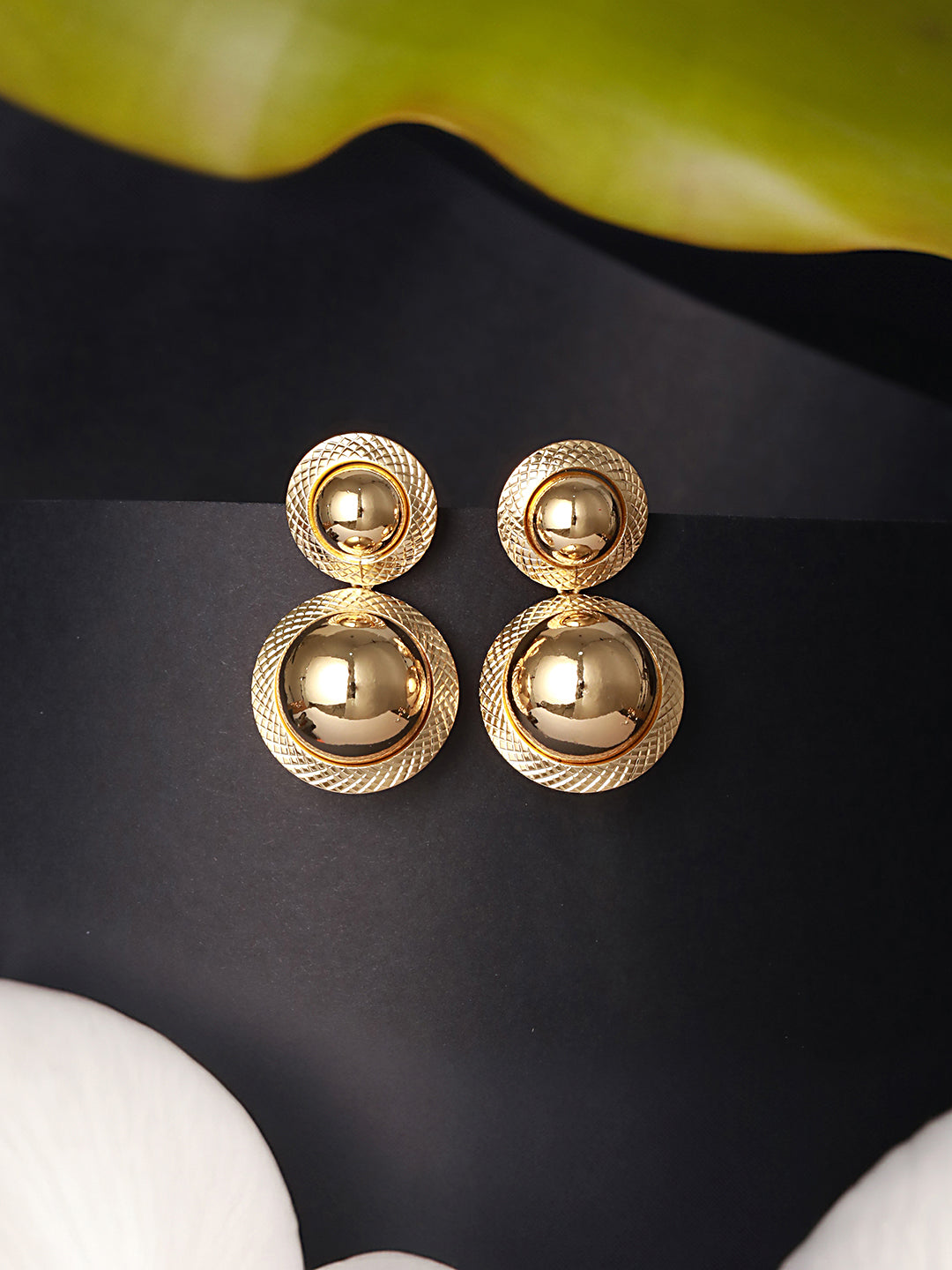 Anti-Tarnish Gold Plated Dual Ball Drop Minimal Drop Earrings
