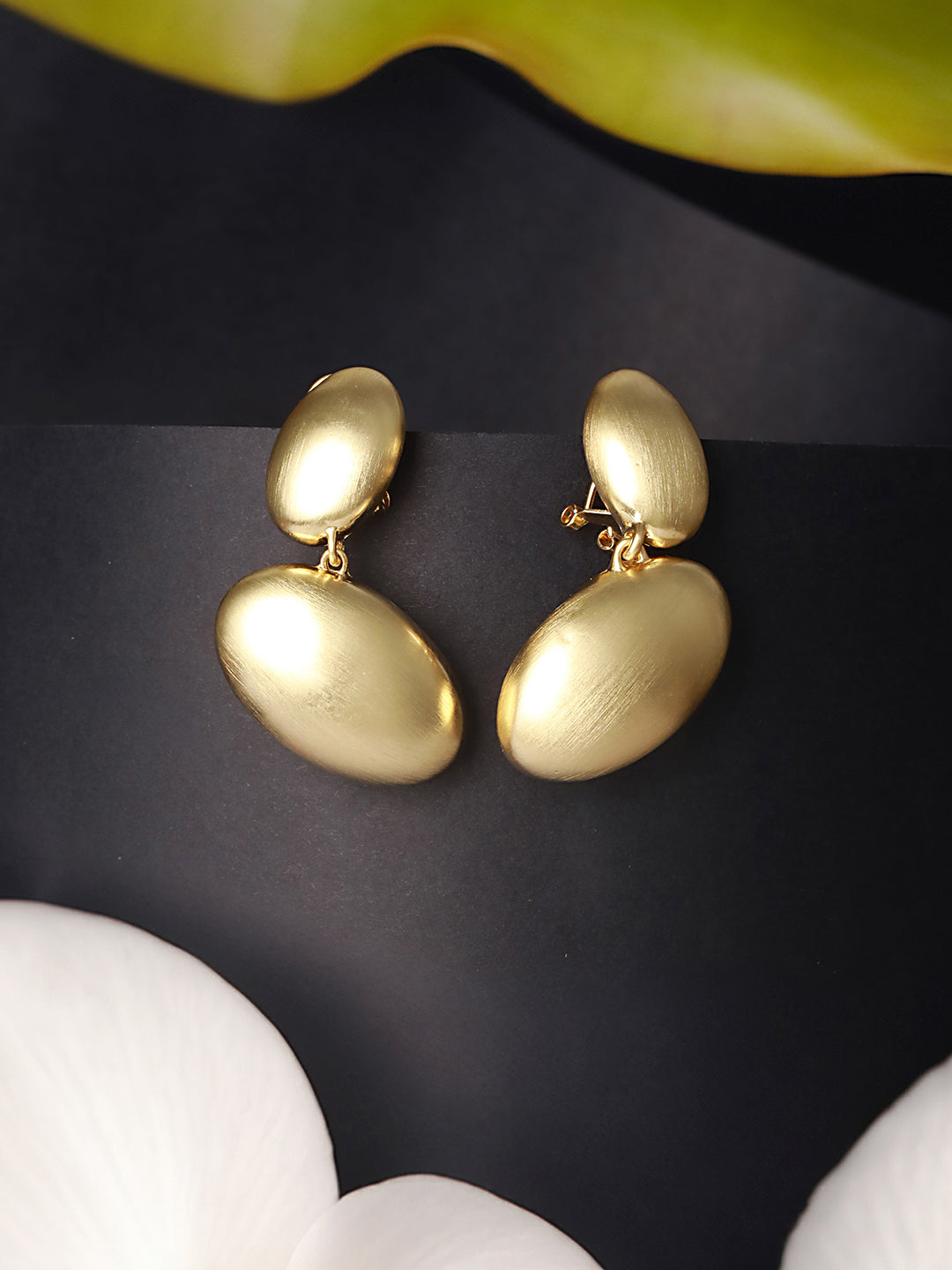 Anti-Tarnish Gold Plated Pebble Shaped Stacked Chunky Earrings