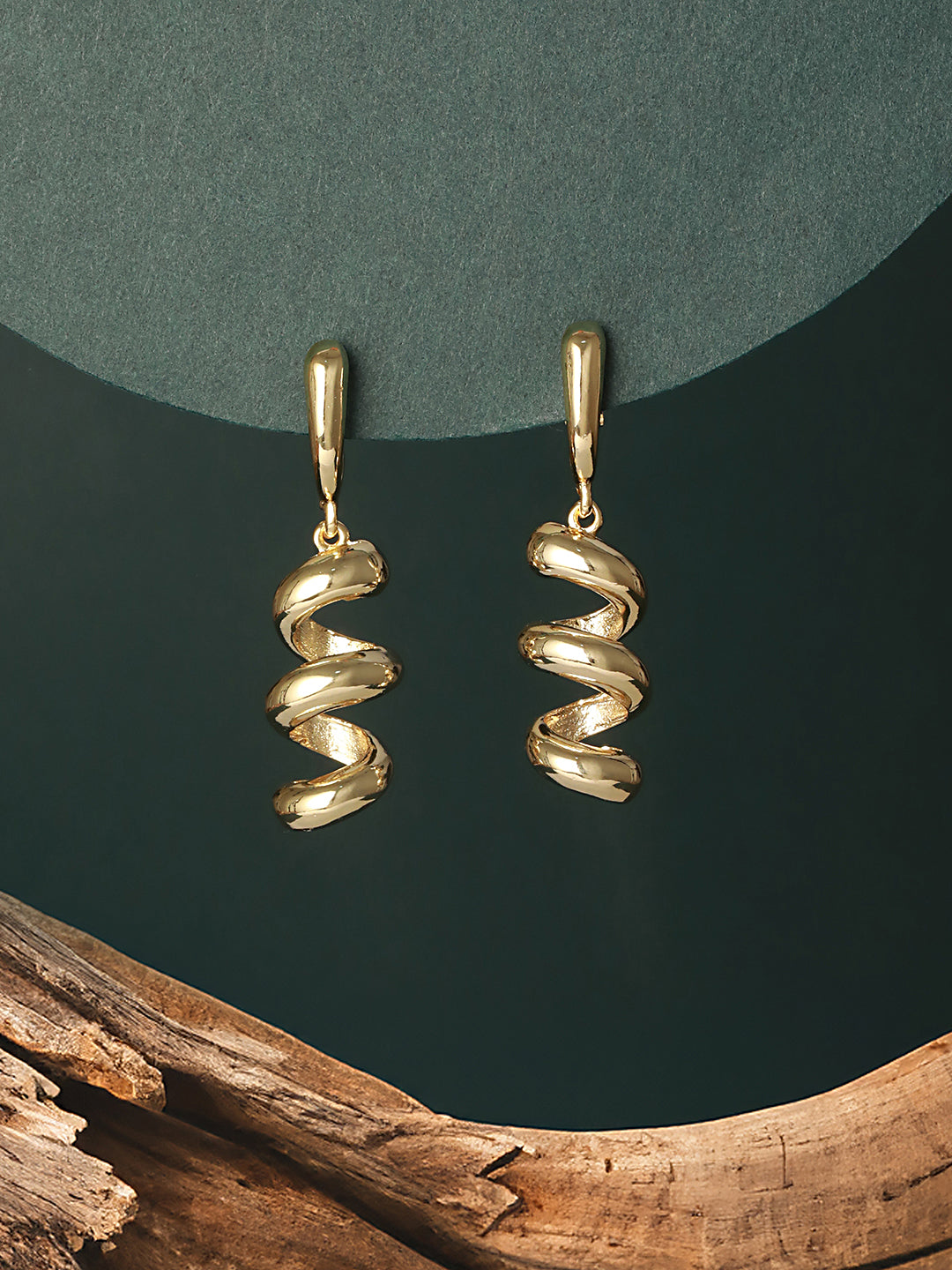 Anti-Tarnish Gold Plated  Spiral Twister Hoop Minimalist Earrings