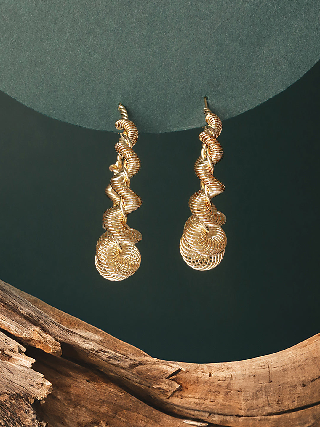 Anti-Tarnish Gold Plated Spiral Twisted  Statement Hoops Earrings