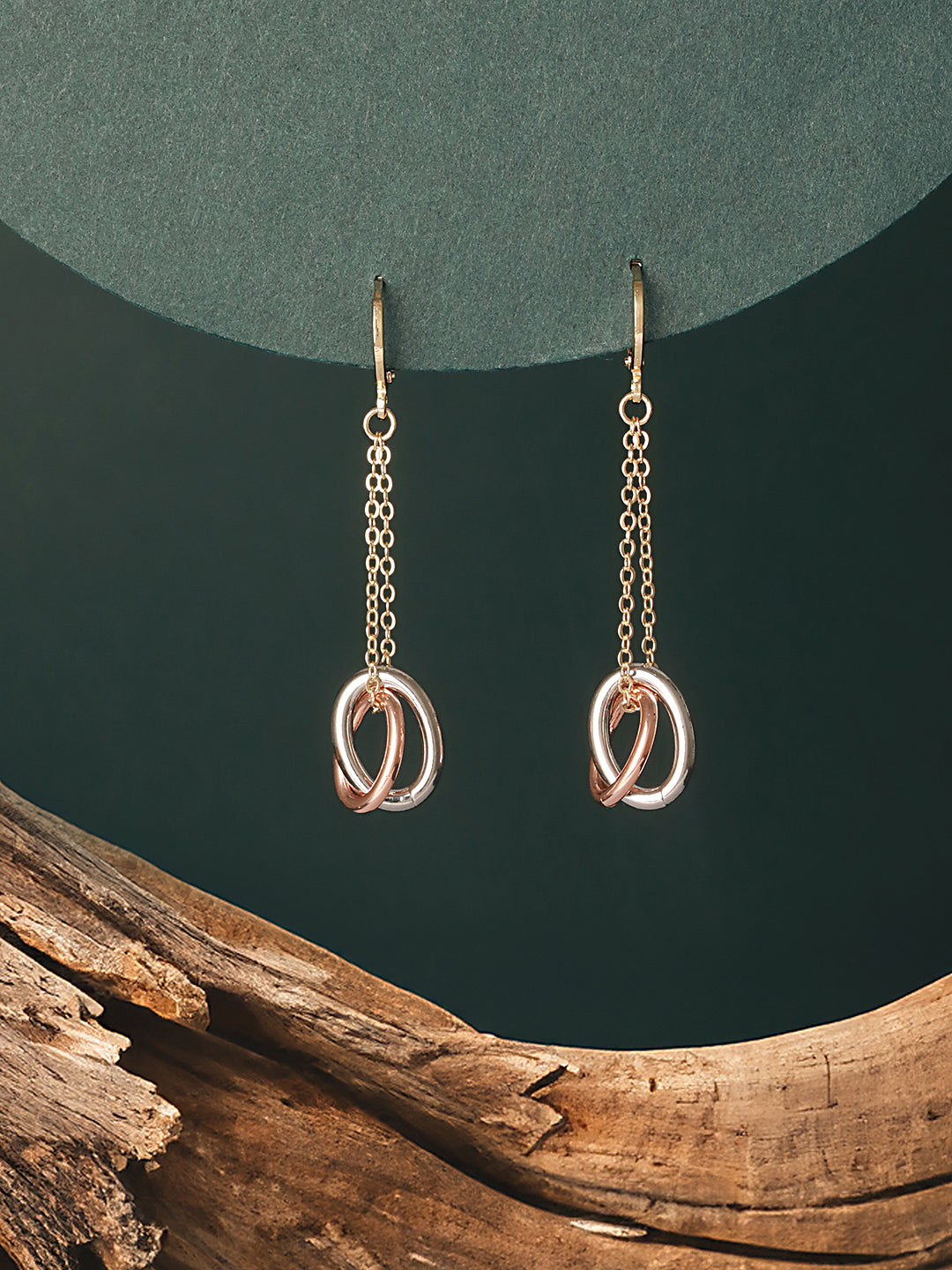 Anti-Tarnish Rose Gold Plated Concentric Chain Drop earrings