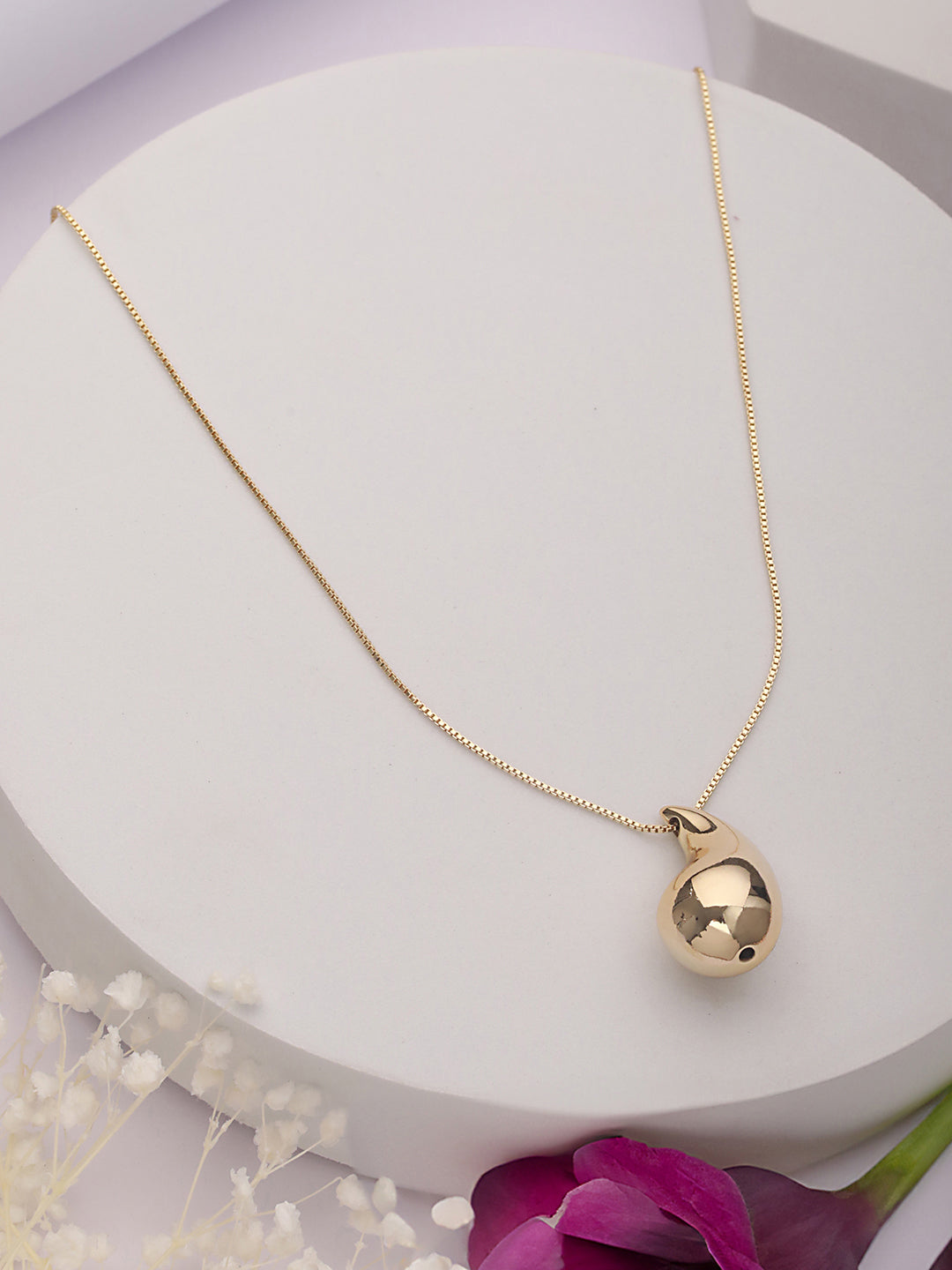 Anti-Tarnish Gold Plated Droplet Of Joy Locket Chain Necklace