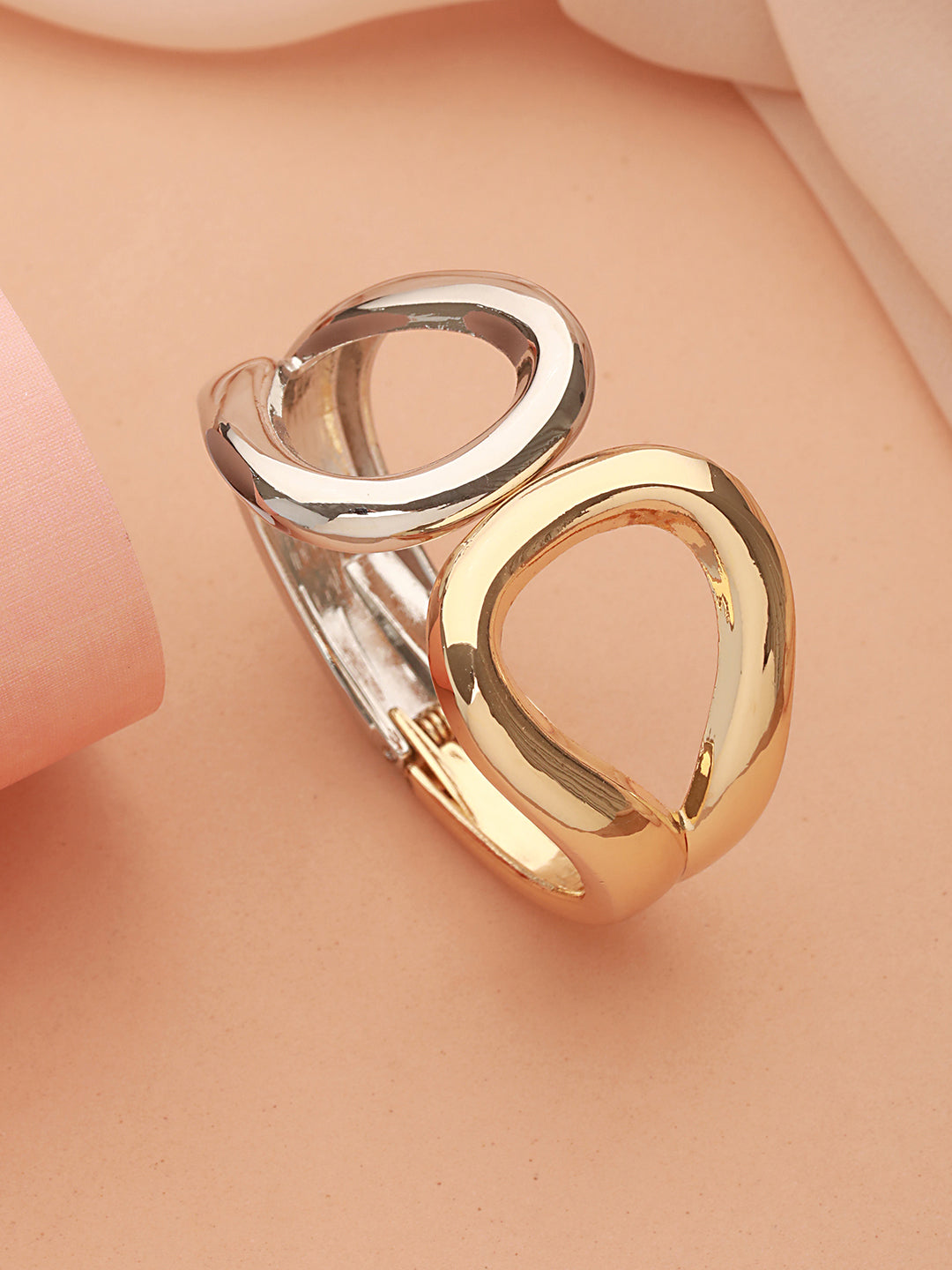 Anti-Tarnish 18k Dual Toned Quirky Kada Cuff Bracelet