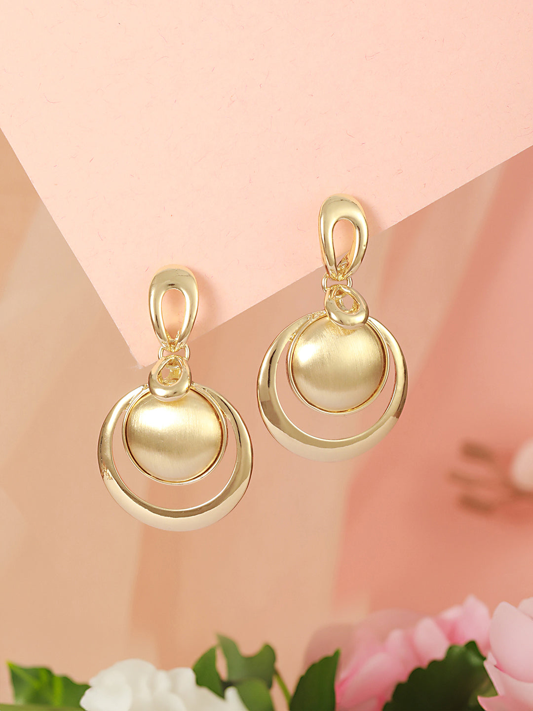 Anti-Tarnish Gold Plated  Concentric balls Minimal Drop earrings