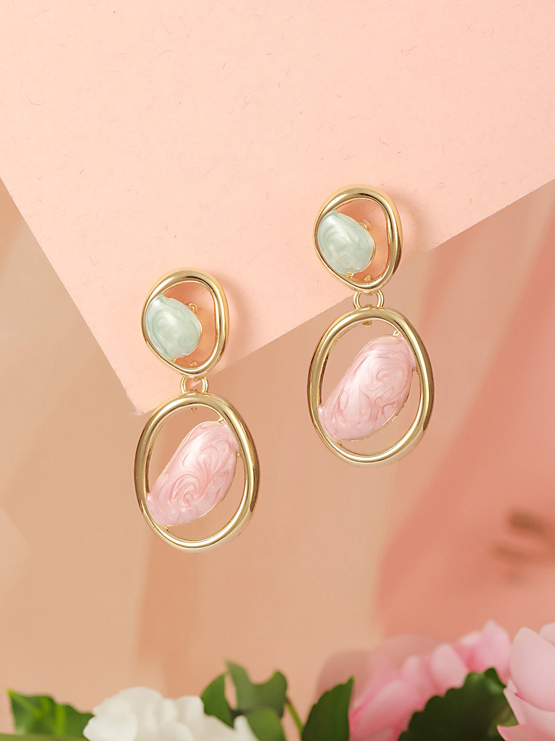 Anti-Tarnish Gold Plated Turquoise Enamelled Quirky Drop Earrings