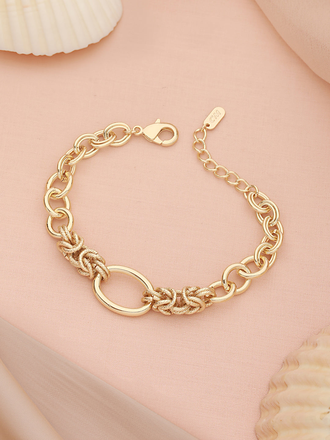 Anti-Tarnish 18k Gold Plated Knotted Link Chain wraparound bracelet