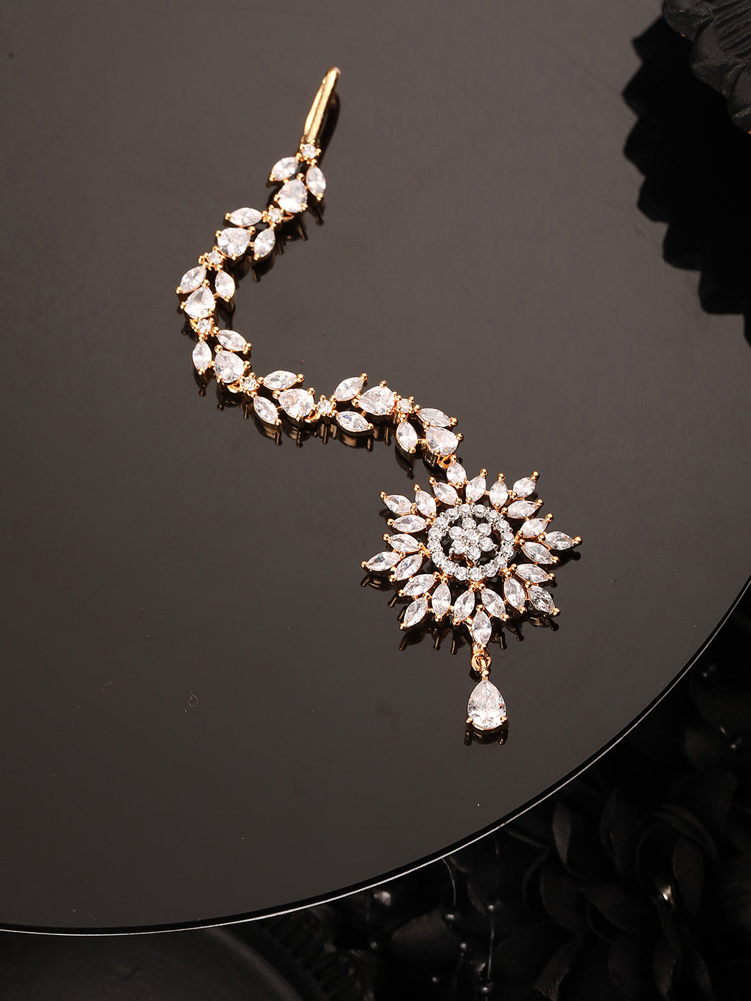 Gold plated Stylish Diamond Maang Tikka for Women & Girls