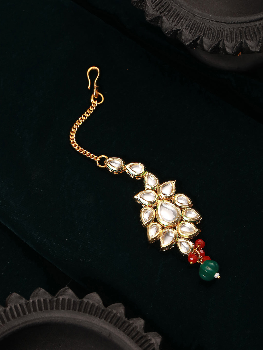 Gold Plated Kundan Studded Floral Mangtika