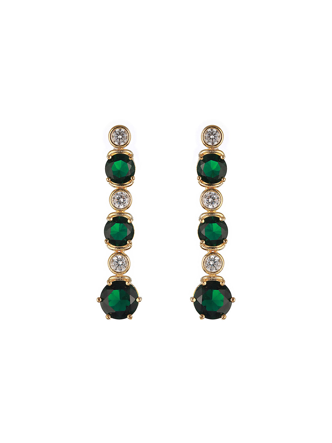 Gold Plated Green CZ  Minimal Jewellery  Set