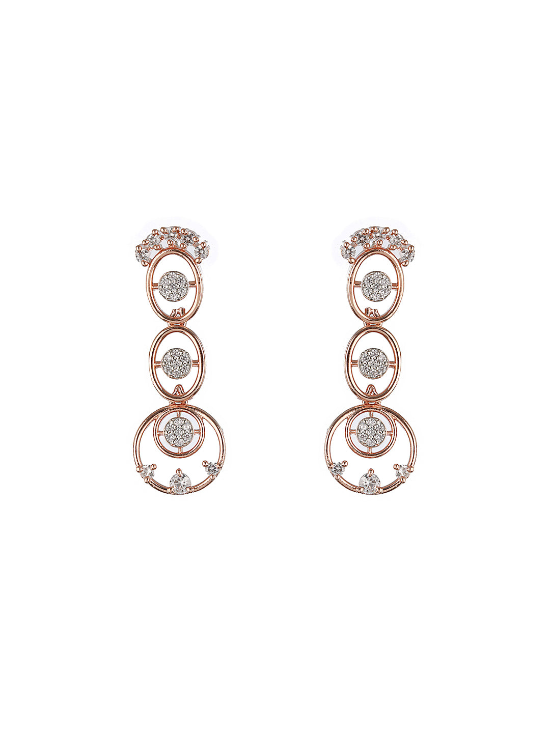 Rose Gold Toned AD Studded Minimal Geometric Jewellery Set