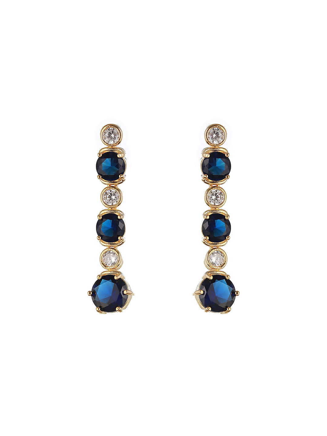 Gold Plated Blue Zircon Minimal Necklace Jewellery  Set