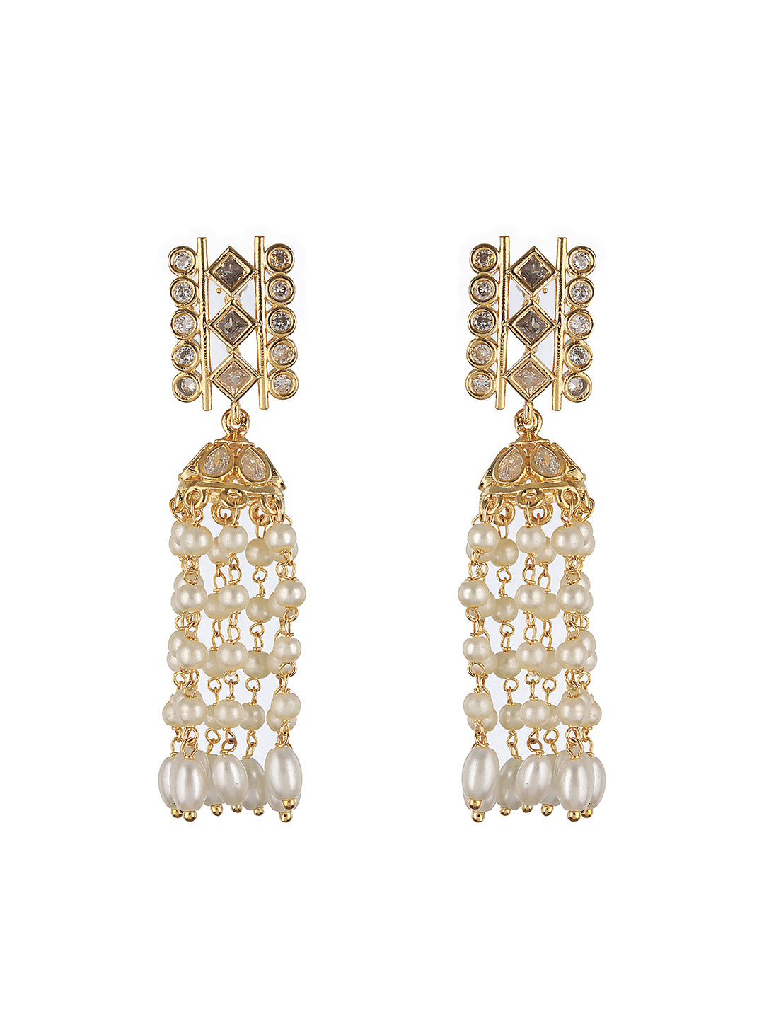 Gold Toned Pearl Beaded Minimal Choker Jewellery  Set