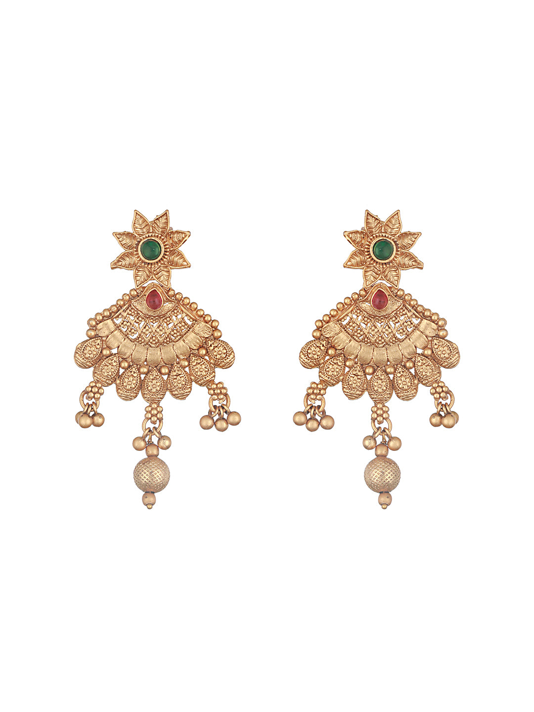 Gold Plated Fusion Stone Studded Filigree Long Maala  Bridal  Jewellery Set
