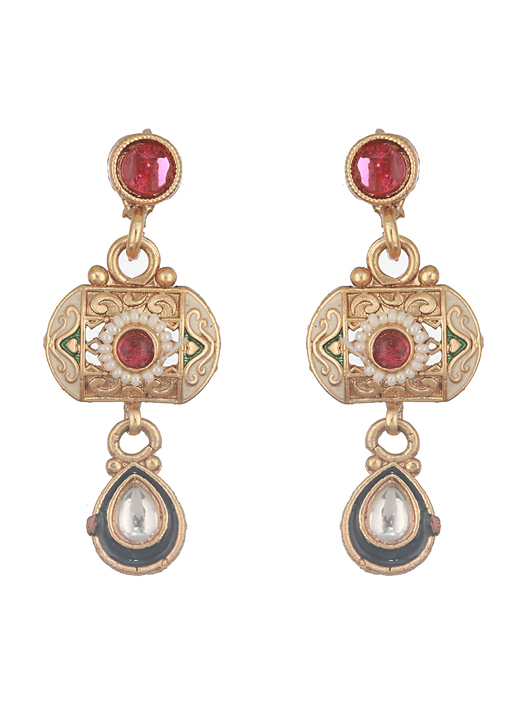 Gold Plated Fusion Stone Studded Filigree Choker Jewellery Set