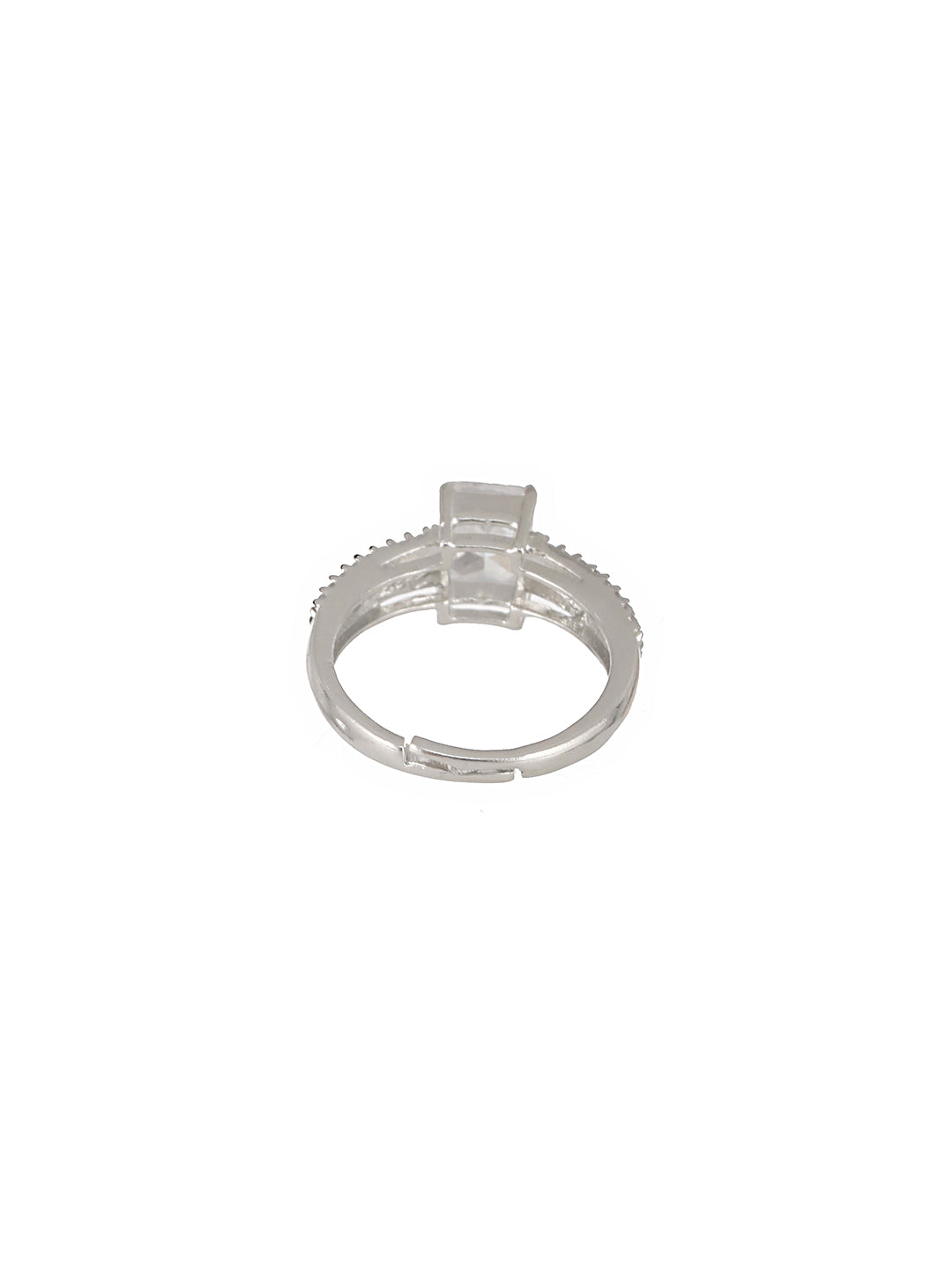 Silver Plated AD Studded Solitaire Delicate Engagement Finger Band  Ring