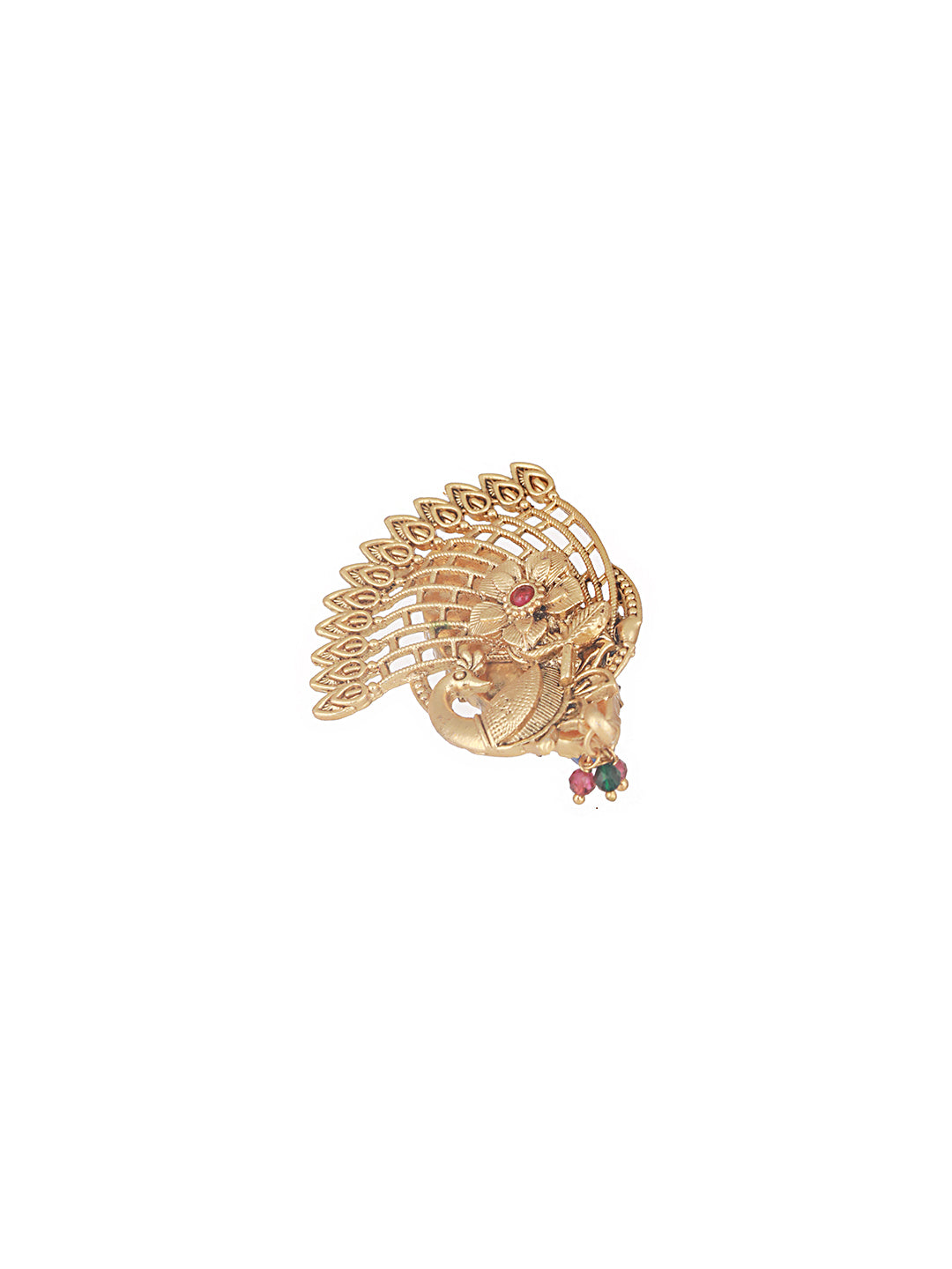 Gold Plated Peacock Floral Broach Saree Pin