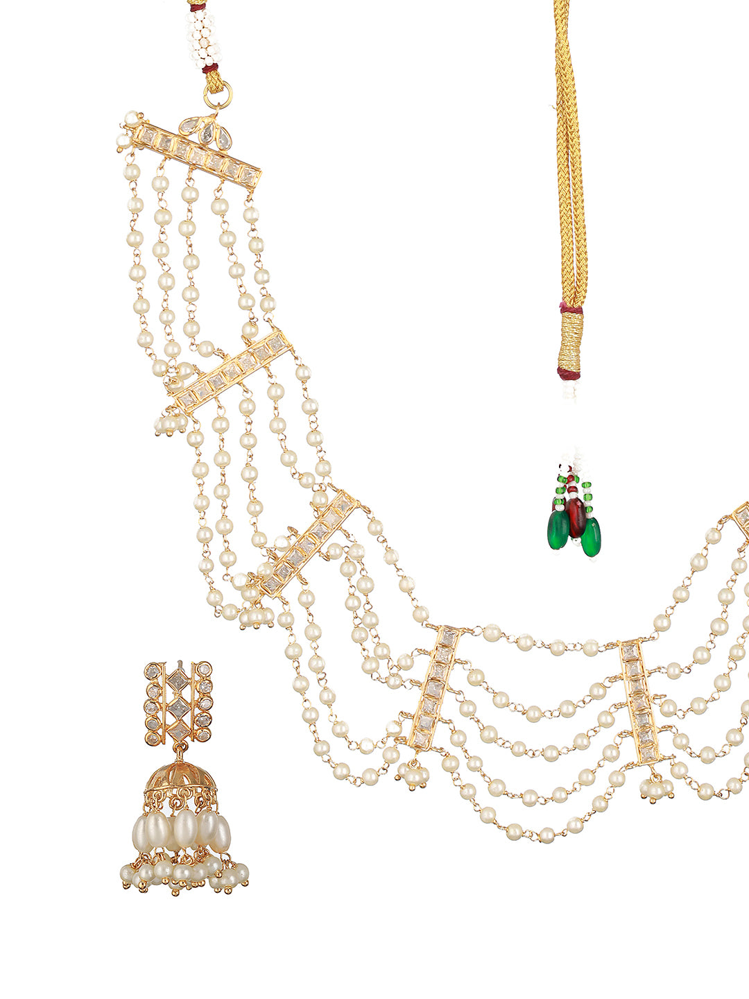 Gold Toned Pearl Beaded Minimal Choker Jewellery  Set