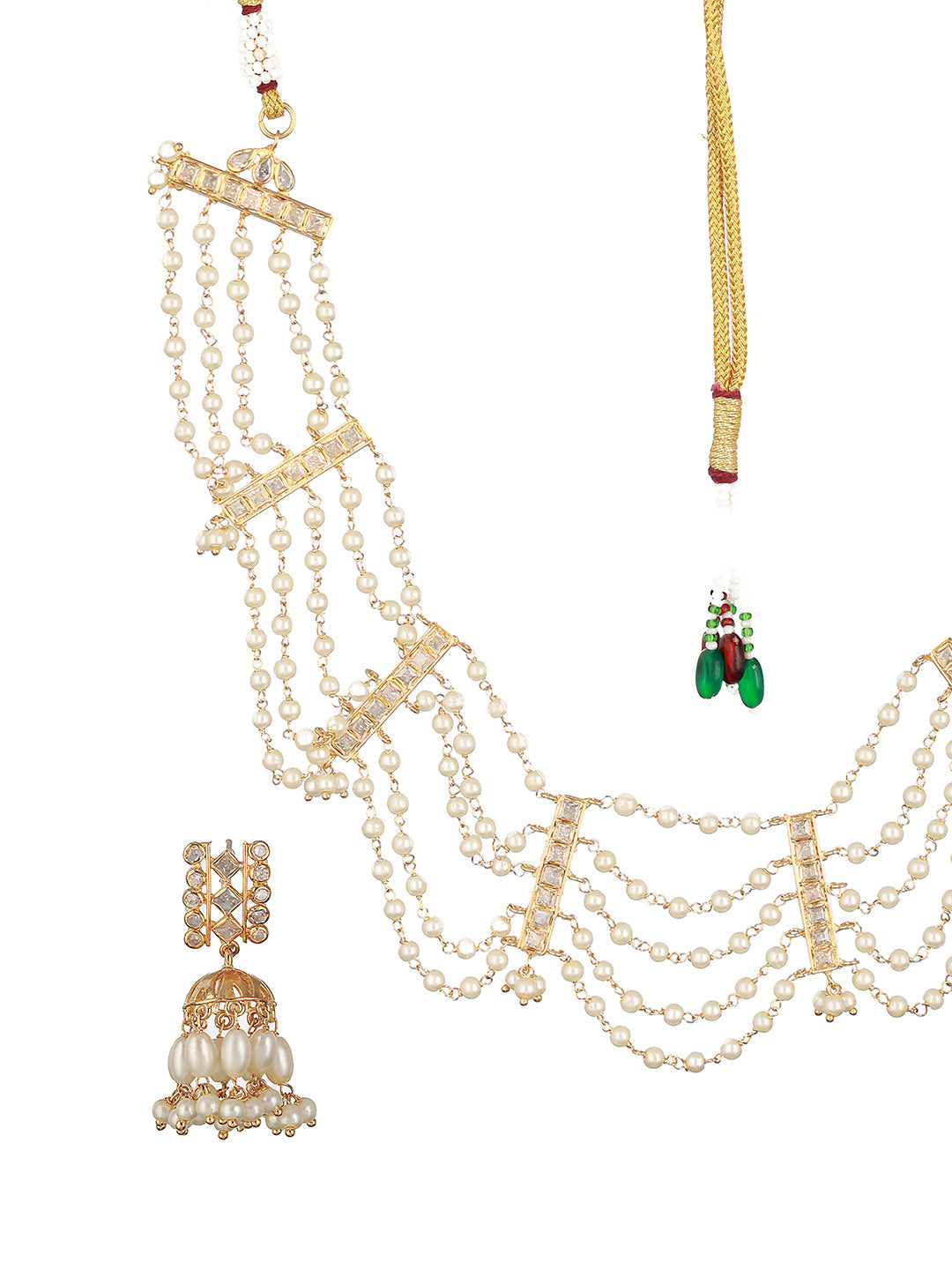 Gold Toned Pearl Beaded Minimal Choker Jewellery  Set