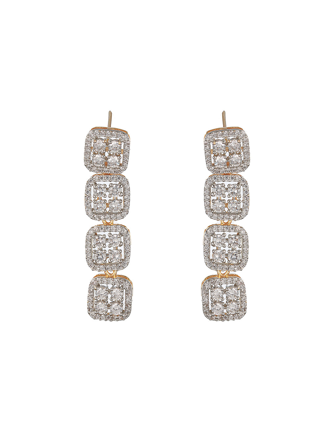 Gold Polished White CZ Studded  contemporary Jewellery set