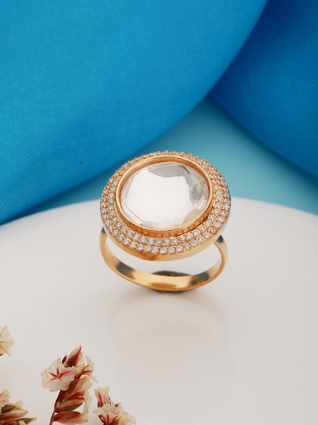 Gold Plated Original Kundan Studded Minimal Finger Ring