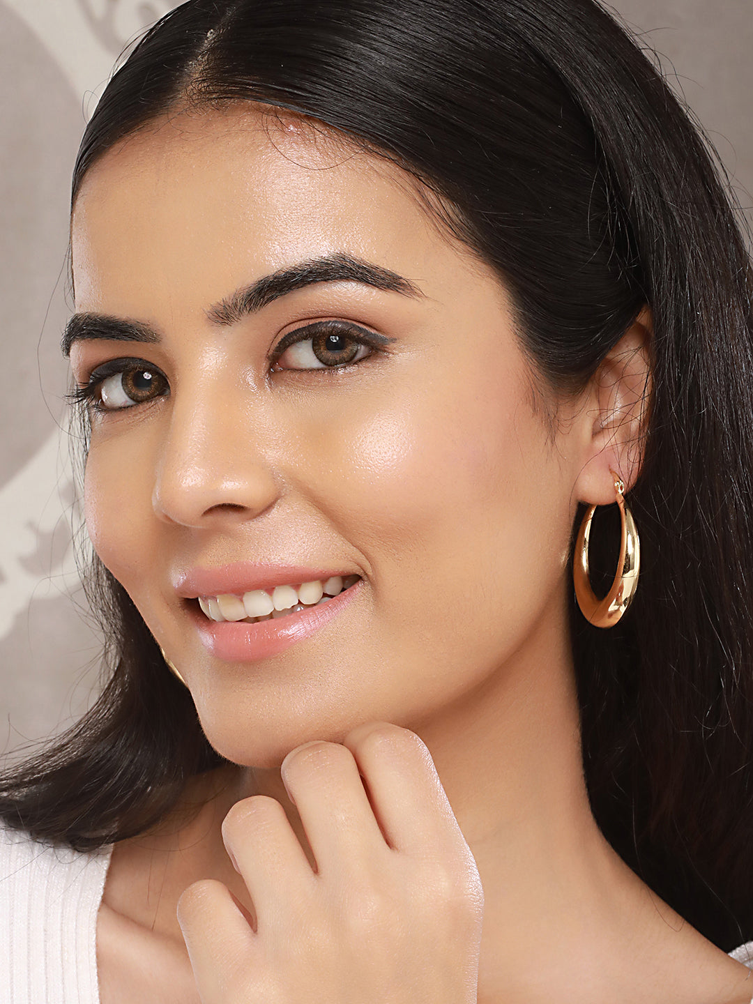 Anti-Tarnish Gold Plated U -Shaped  Chunky Hoop Earrings