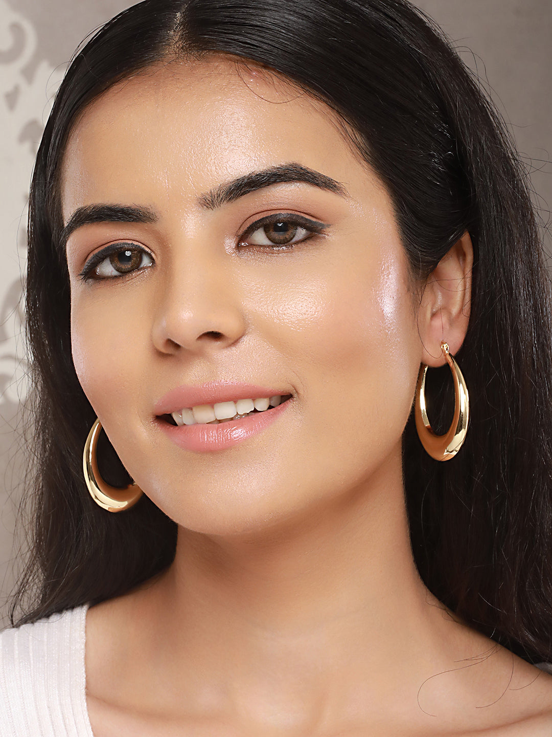 Anti-Tarnish Gold Plated U -Shaped  Chunky Hoop Earrings