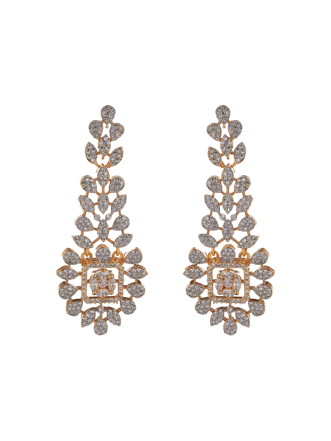 Gold Toned White CZ Studded designer Jewellery Set