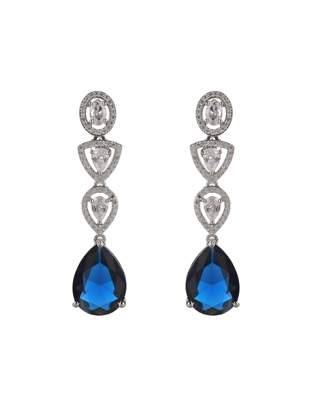 Silver Plated Pear Shaped CZ Studded luxe Minimal jewellery Set