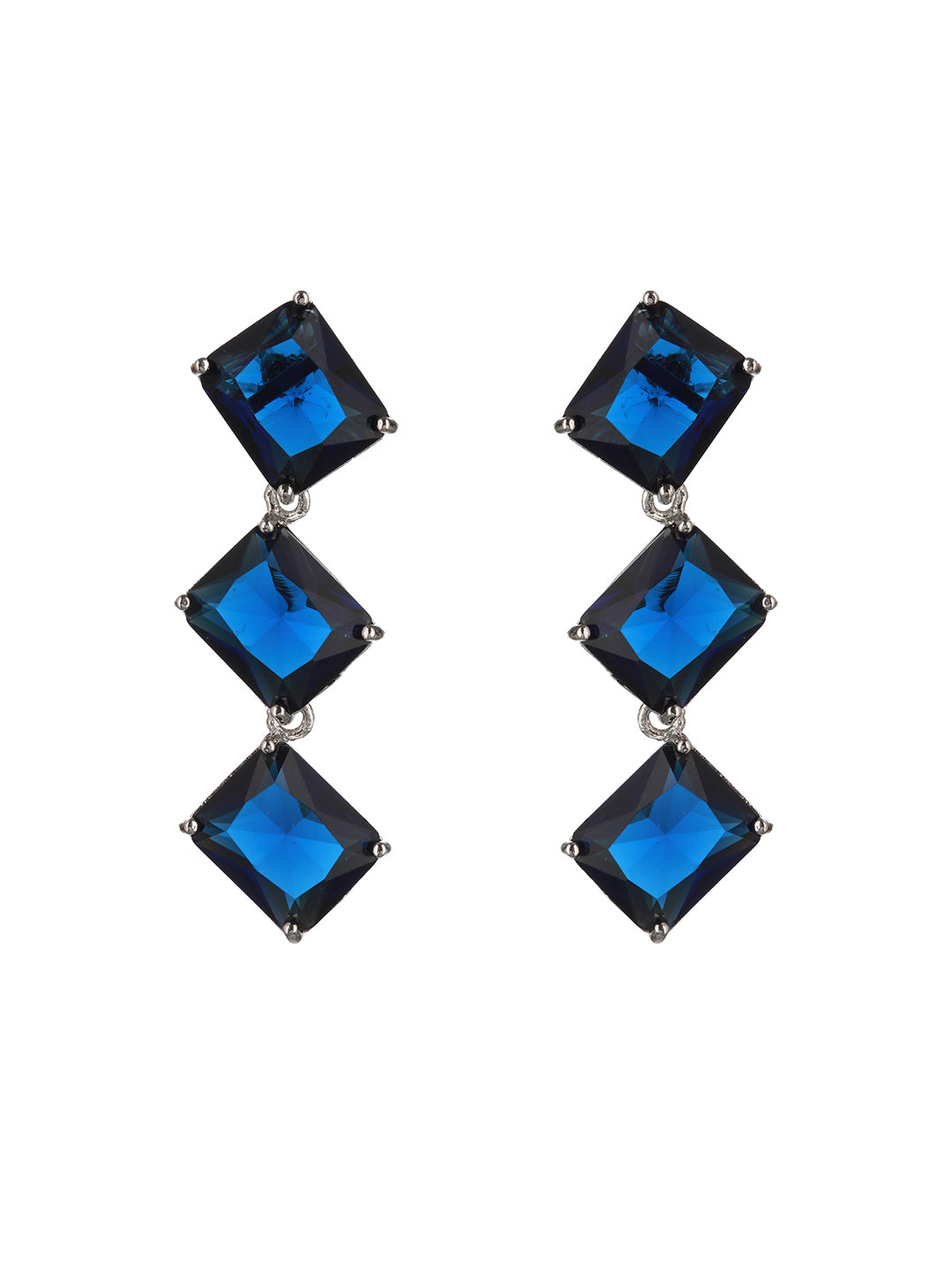 Silver Plated Blue CZ studded Minimal Jewellery Set