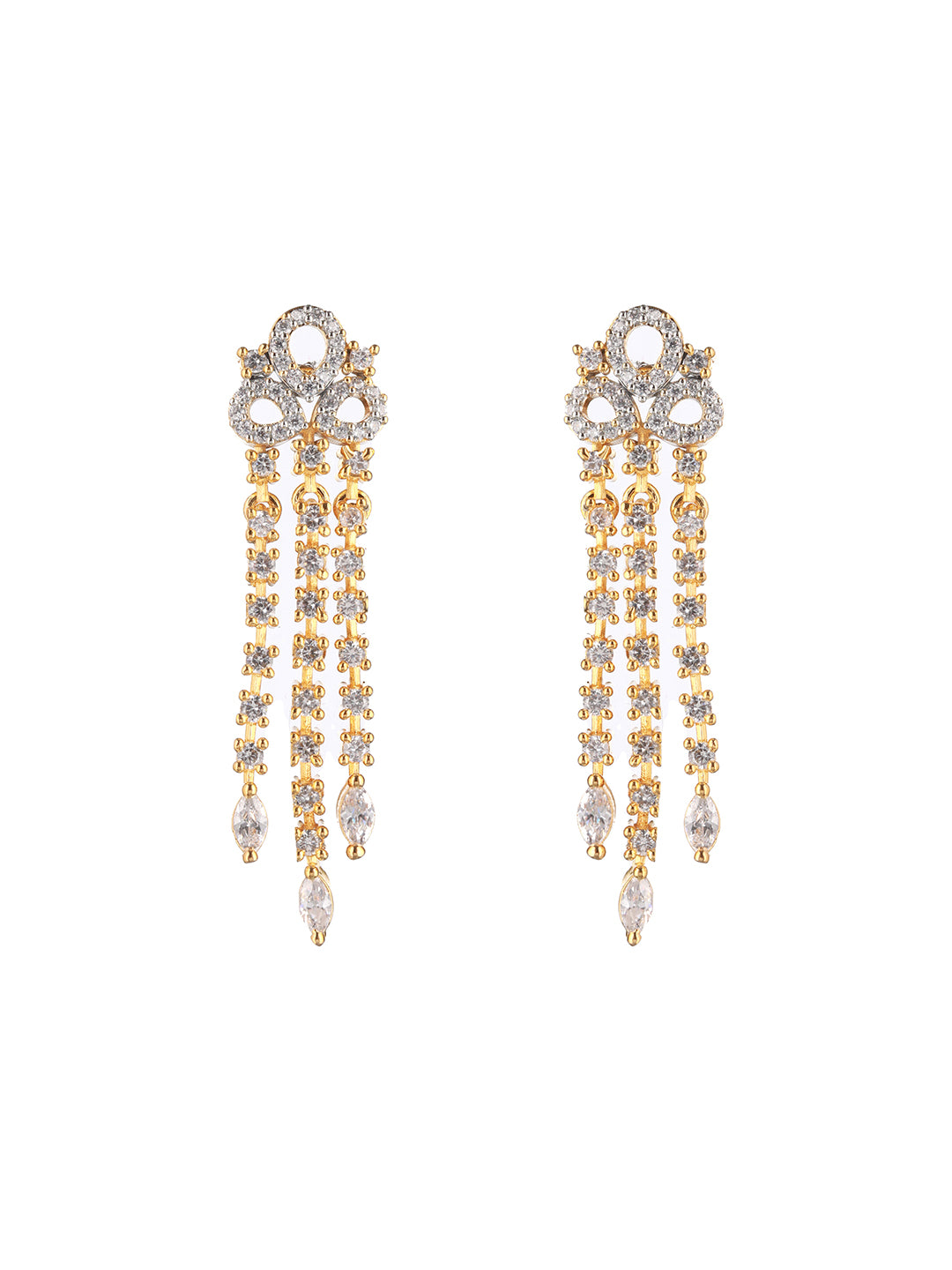 Gold Polished White CZ Studded  contemporary Jewellery set