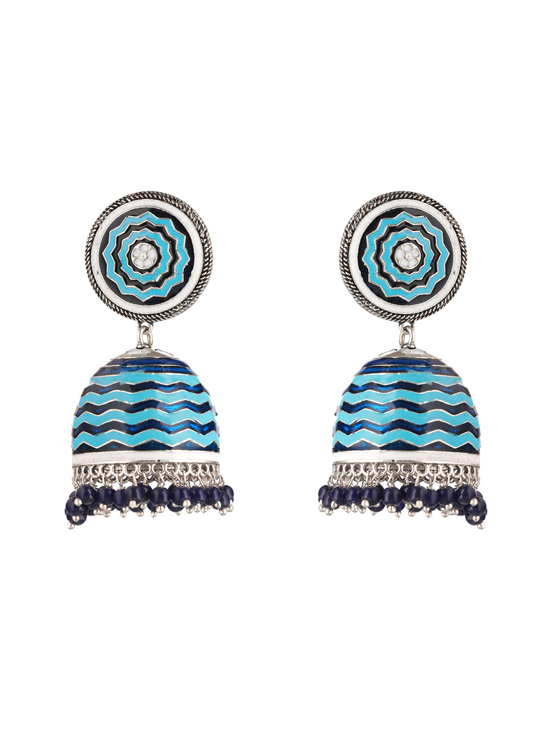 Blue Enamelled Handcrafted Jhumka Earrings