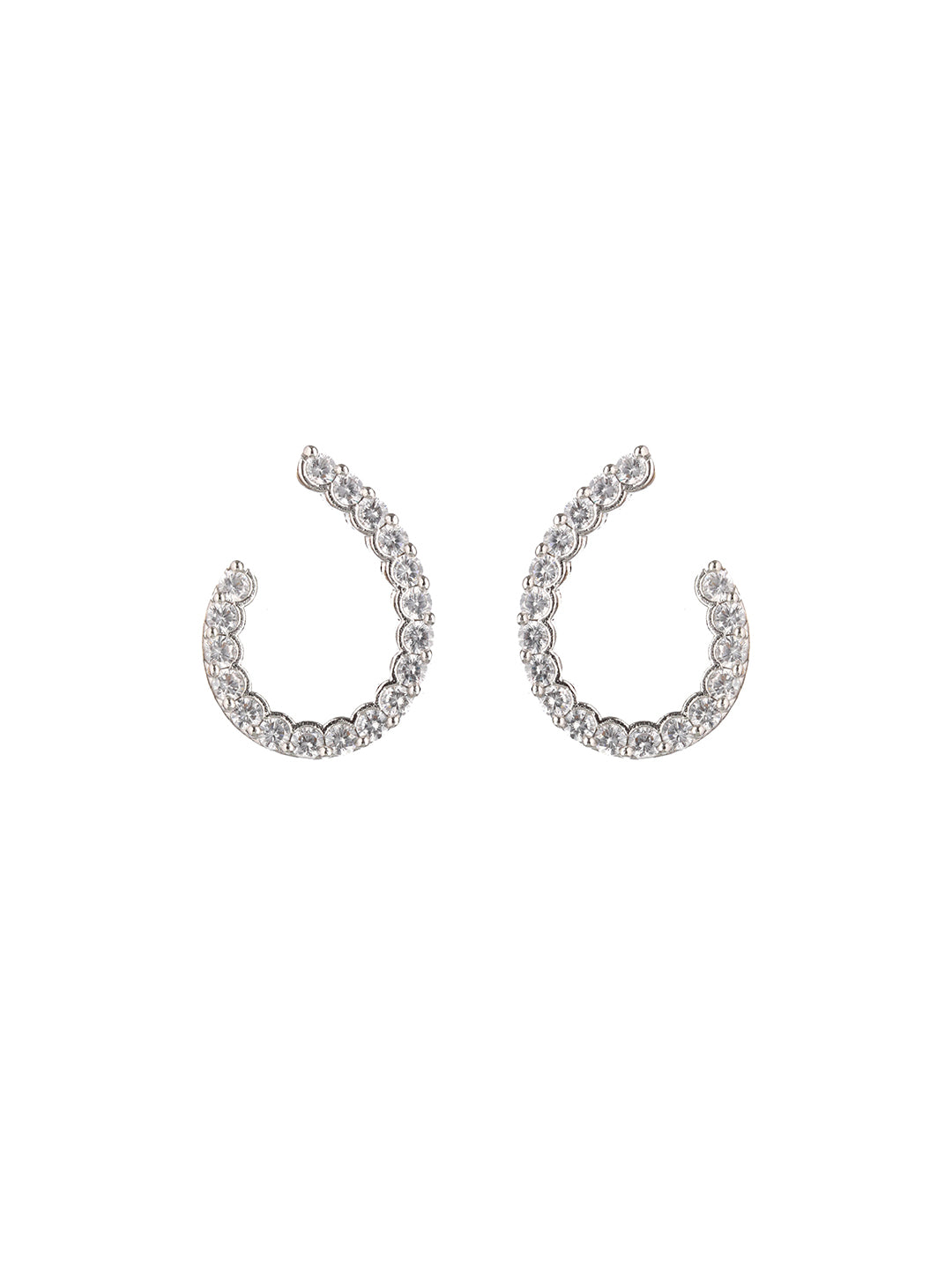 Silver Toned AD studded Hoop Earrings