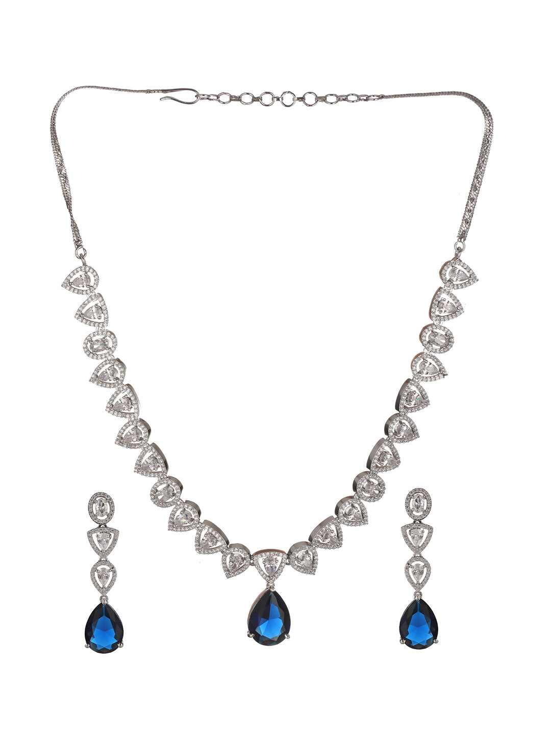 Silver Plated Pear Shaped CZ Studded luxe Minimal jewellery Set