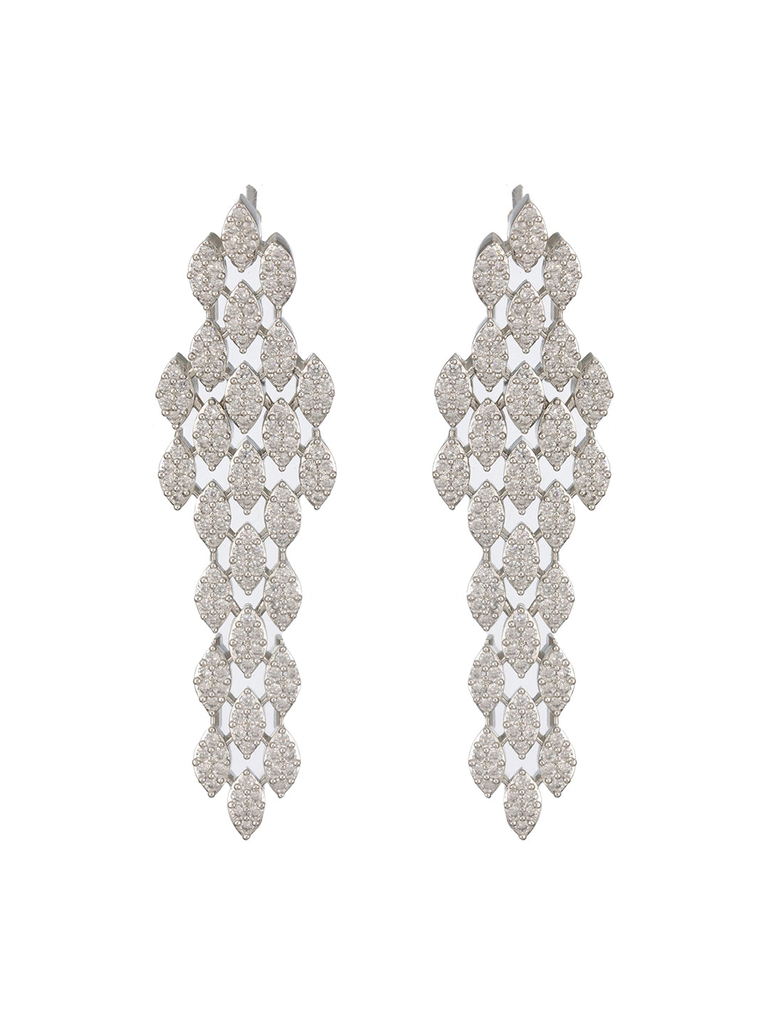 Silver Toned Ad Studded Quirky  Drop  Designer Wedding  Partywear Jewellery Set