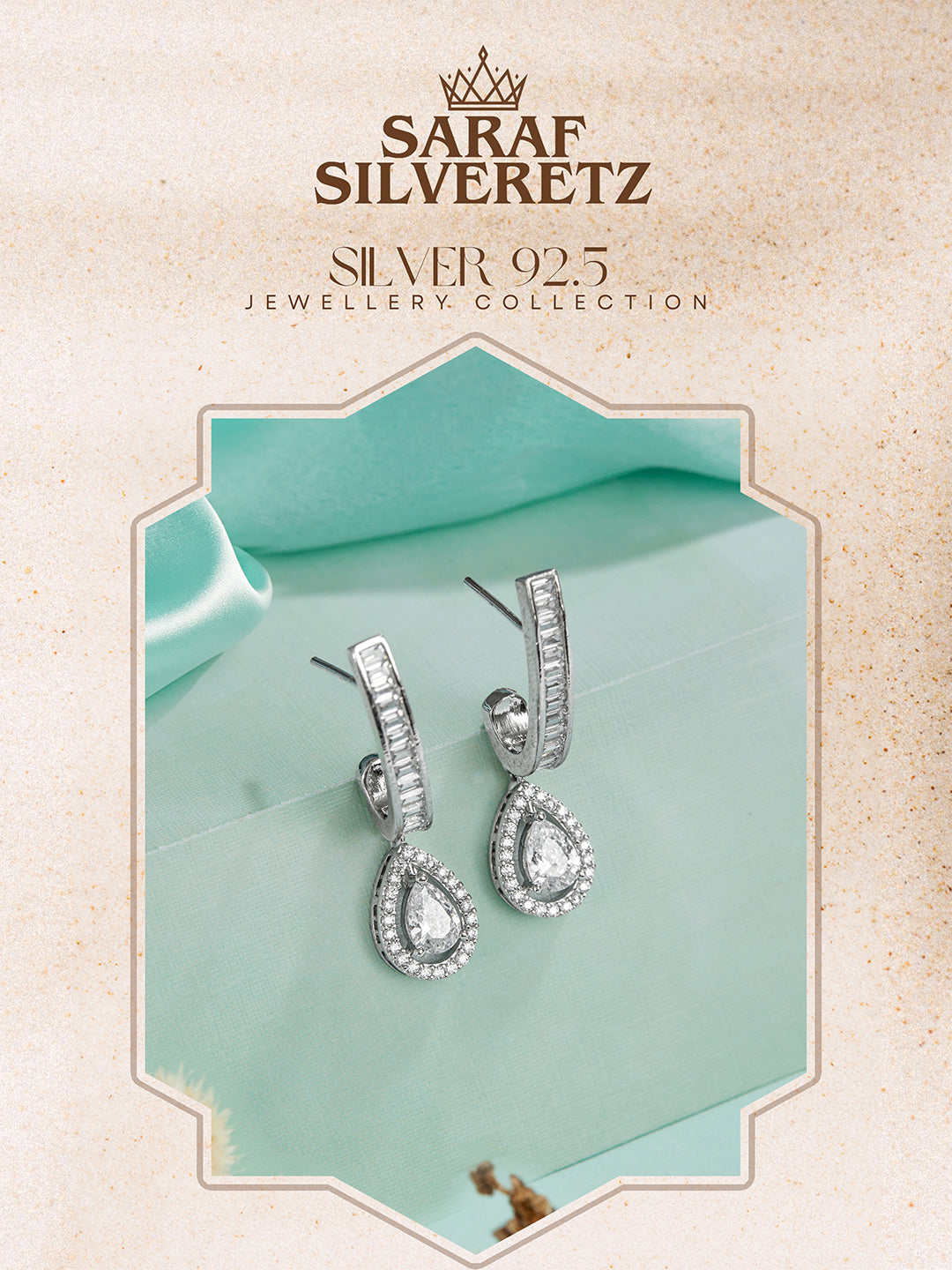 925 Sterling Silver Rhodium Plated Tear Drop Stud Earrings