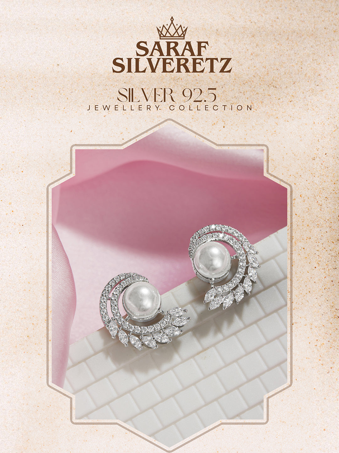 925 Sterling Silver Rhodium Plated Pearl Studds Earrings