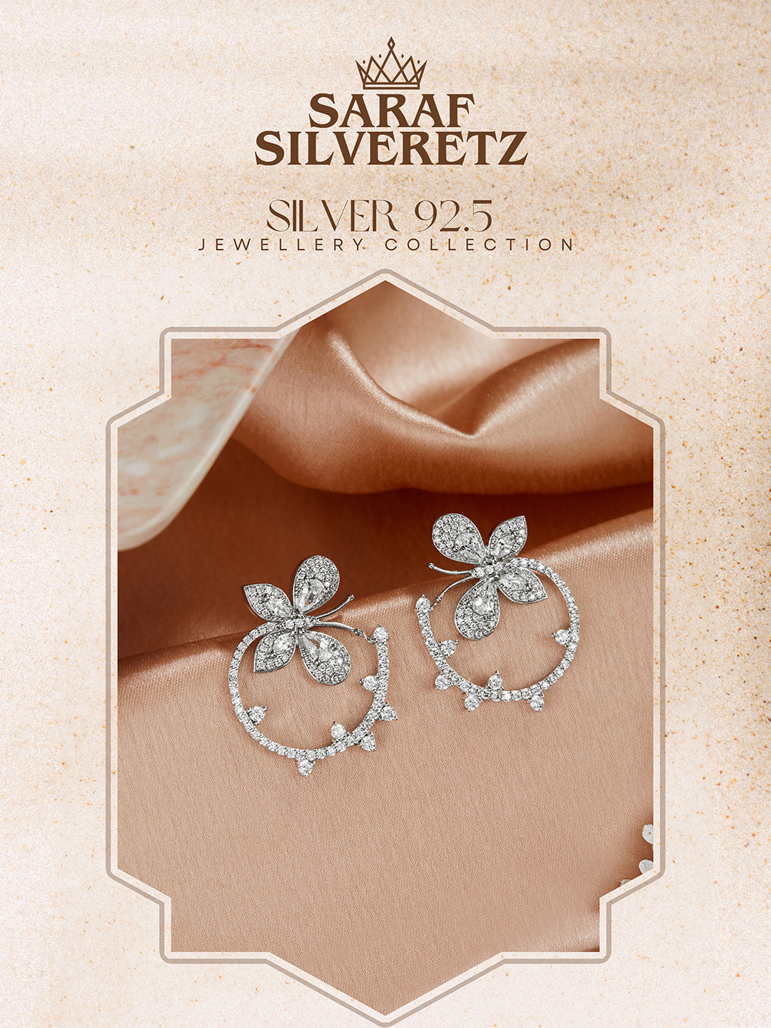 925 Sterling Silver Butterfly Circular Studds Earrings