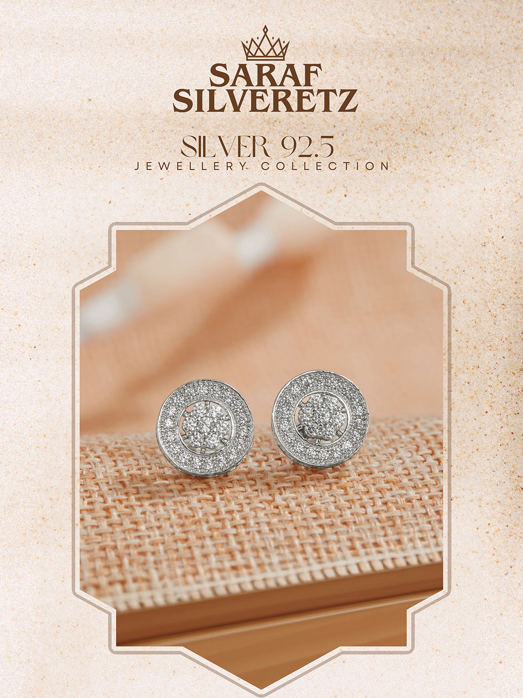 925 Sterling Silver AD Studded Studds Earrings