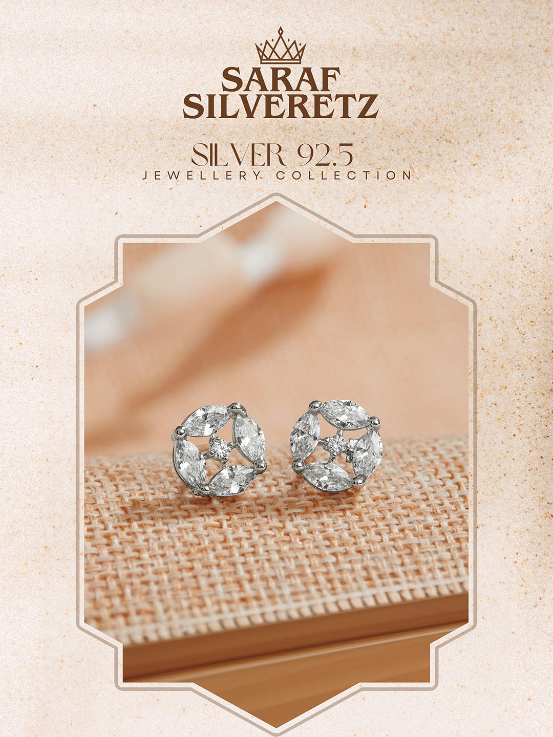 925 Sterling Silver Cubic Zirconia Marquis Studds Earrings